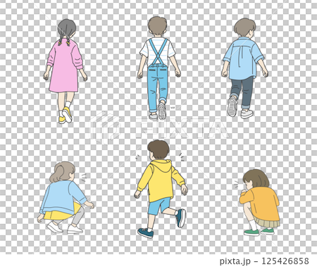 一組背後的兒童插圖 125426858