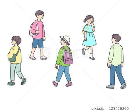 歩く子供たちのセット 125426860