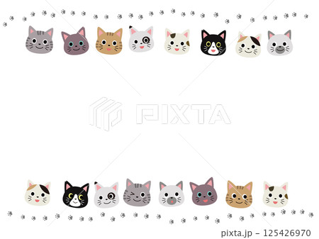 いろんな猫と肉球のフレーム　横 125426970