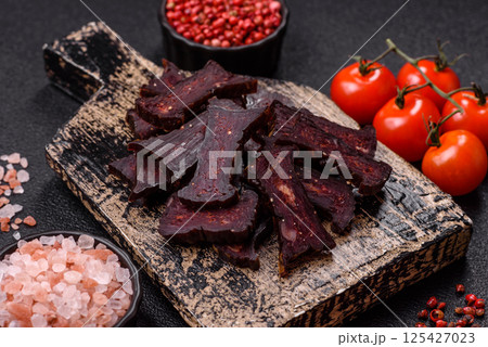Horse meat sausage with salt, spices and herbs Horse meat sausage with salt, spices and herbs 125427023