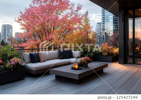 beautiful exterior of living room with sofa and table 125427249