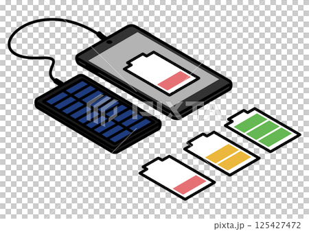 智慧型手機充電和電池電量等距圖 125427472