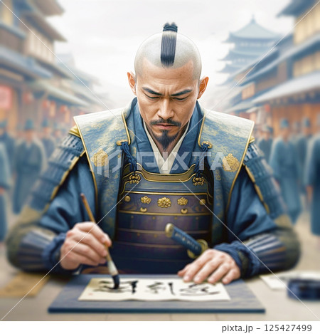 手紙を書く侍 125427499