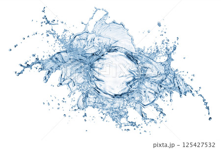 Crystal clear water splash isolated on a white background. Crystal clear water splash isolated on a white background. 125427532