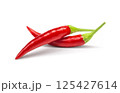 Red Chili Pepper on a White Background 125427614