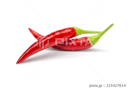 Red Chili Pepper on a White Background 125427614