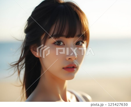 海にいる女性 125427630