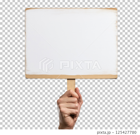 Hand with Protest Banner 125427780