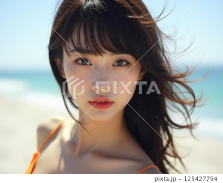 海にいる女性 125427794