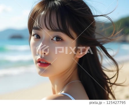 海にいる女性 125427795