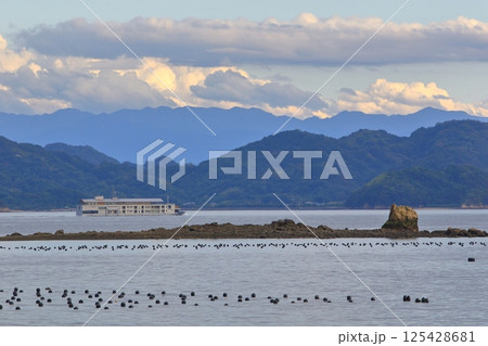 ホボロ島の先を ゆっくり進む豪華客船 ホボロ島の先を ゆっくり進む豪華客船 125428681