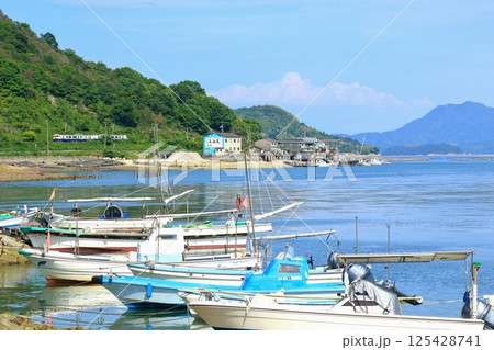 海沿いを観光列車が走る 瀬戸内風景 125428741