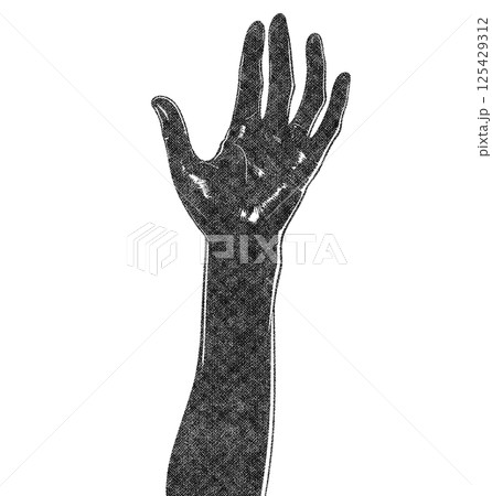 Women Hands Illustration with Risograph Overprint and Retro Texture on White Background Women Hands Illustration with Risograph Overprint and Retro Texture on White Background 125429312