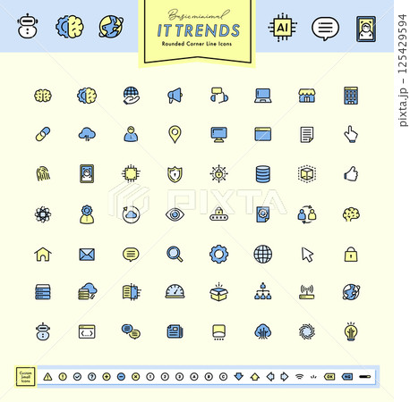 it技術やml(機械学習)・aiセキュリティ技術に関連したシンプルなビジネスアイコンセット 125429594