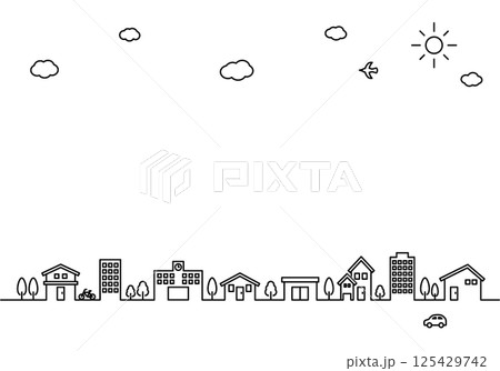 シンプルな街並みのイラストセット 125429742