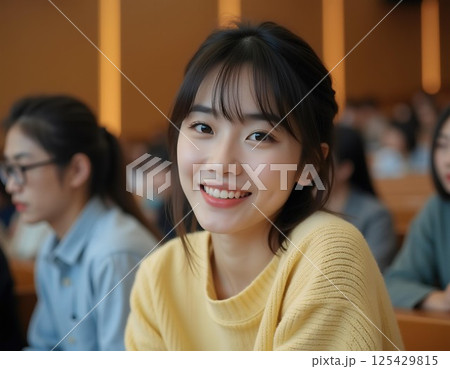 講義を受ける女性 125429815