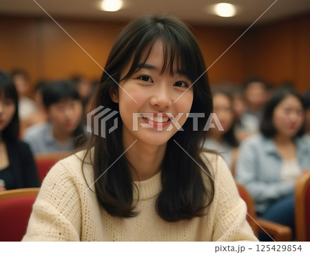 講義を受ける女性 講義を受ける女性 125429854