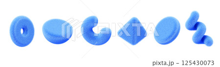 Blue fur fluffy geometric 3d shapes render icon set. Cute furry triangle, cylinder, half sphere, ring, spiral line with hair texture. Abstract soft plush figures, isolated elements. 3D illustration Blue fur fluffy geometric 3d shapes render icon set. Cute furry triangle, cylinder, half sphere, ring, spiral line with hair texture. Abstract soft plush figures, isolated elements. 3D illustration 125430073