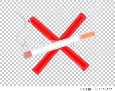 Prohibited cigarette and cross sign 125430122