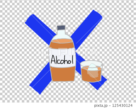 Prohibited alcohol and cross symbol 125430124