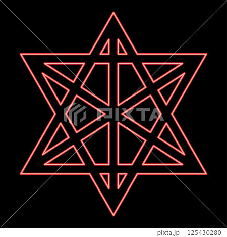 Neon metatron cube Sacred geometry red color vector illustration image flat style Neon metatron cube Sacred geometry red color vector illustration image flat style 125430280