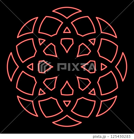 Neon flower of life Sacred geometry red color vector illustration image flat style 125430283