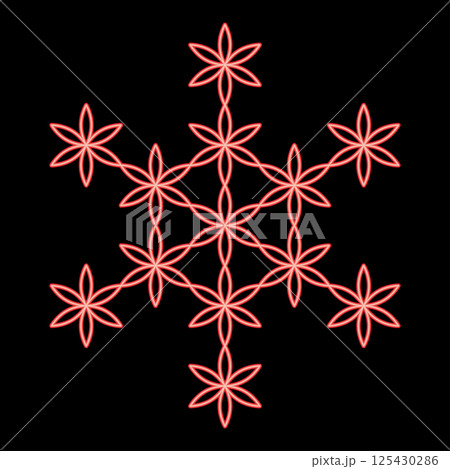 Neon flower of life Sacred geometry red color vector illustration image flat style Neon flower of life Sacred geometry red color vector illustration image flat style 125430286