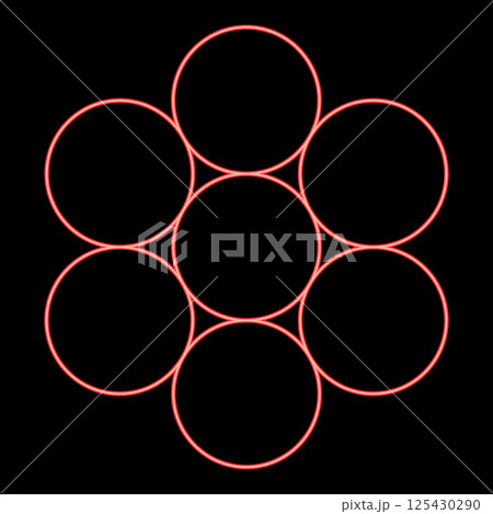 Neon egg of life Sacred geometry symbol seven circle 7 red color vector illustration image flat style Neon egg of life Sacred geometry symbol seven circle 7 red color vector illustration image flat style 125430290