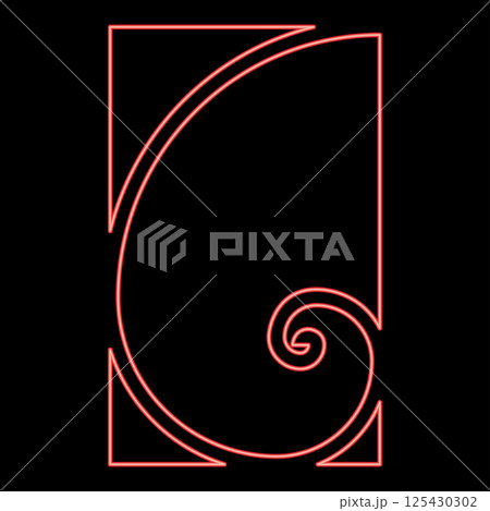 Neon golden ratio section Sacred geometry symbol ration proportions red color vector illustration image flat style Neon golden ratio section Sacred geometry symbol ration proportions red color vector illustration image flat style 125430302