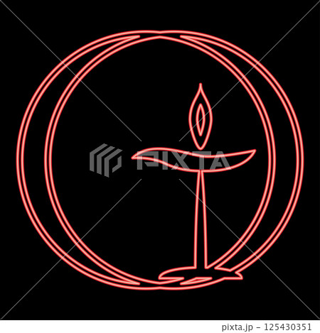 Neon flaming chalice symbol Unitarian universalism concept red color vector illustration image flat style Neon flaming chalice symbol Unitarian universalism concept red color vector illustration image flat style 125430351