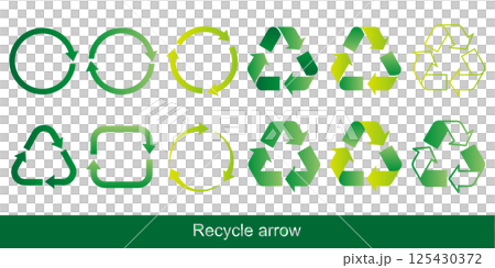 Recycling symbol illustration material set Vector Gradient Green White background 125430372