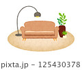 シンプルなソファーのイラスト 水彩風 125430378