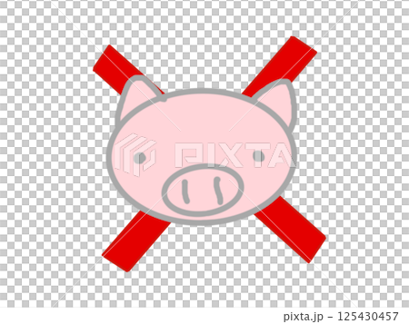 Pig face and cross symbol 125430457
