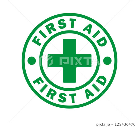 First Aid circle round medical icon symbol. Hospital doctor sign logo. Vector illustration image. Isolated on white background. 125430470