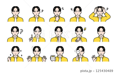 大学生の様々な表情バリエーションセット 125430489
