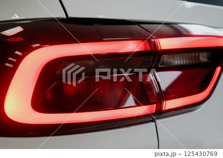Close up of rear taillight on a vehicle 125430769