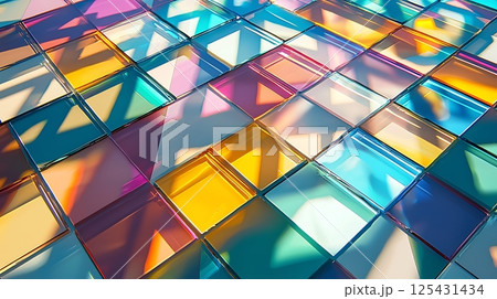 A colorful mosaic of squares with a bright yellow square in the middle A colorful mosaic of squares with a bright yellow square in the middle 125431434