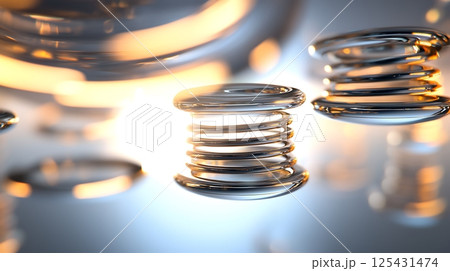 A bunch of silver springs are shown in a blurry image 125431474