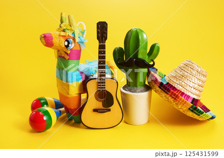 Cinco de mayo carnival concept. Fiesta Ensemble 125431599