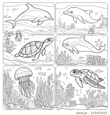 Coloring pages for kids about the underwater world Coloring pages for kids about the underwater world 125431653