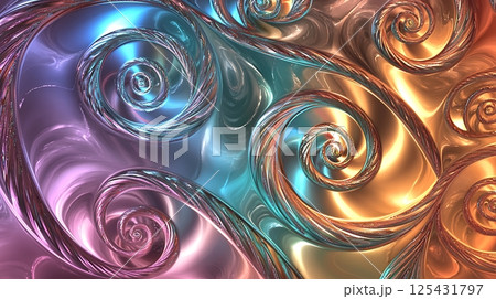 A colorful abstract painting with swirls and curves 125431797