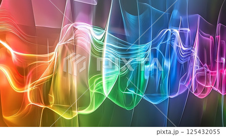 A colorful, abstract image of a rainbow with a wave-like pattern 125432055