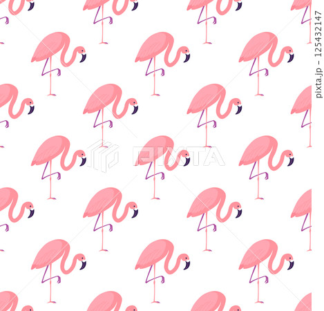 Pink Flamingos Seamless Vector Pattern 125432147