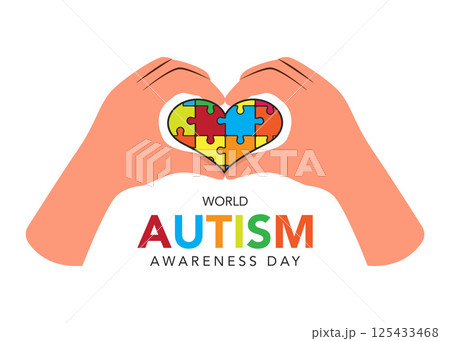World Autism Awareness Day poster - stock illustration 125433468