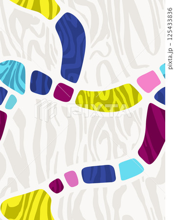 Bright abstract seamless pattern with colorful wavy ribbon and white and soft gray background accents Bright abstract seamless pattern with colorful wavy ribbon and white and soft gray background accents 125433836