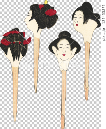 日本の郷土玩具　首人形 125433873