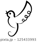 モノクロシルエットの鳥のシンボルイラスト 125433993