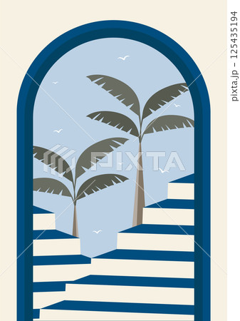 Turkey Antalya travel poster. Historical buildings illustration. Mediterranean European culture 125435194