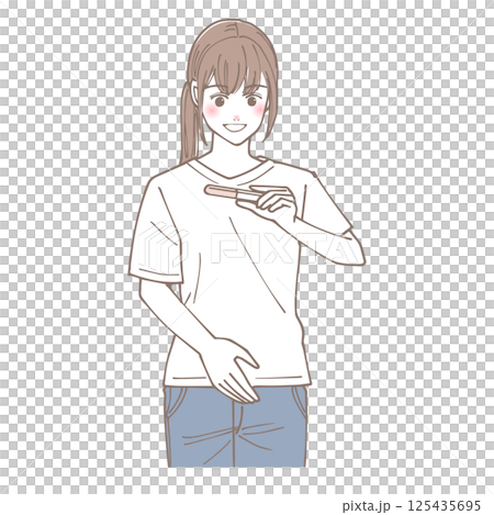 一位女士高興地看到妊娠試驗的插圖 125435695