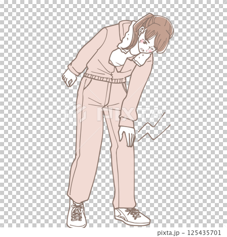膝が痛い女性のイラスト 膝が痛い女性のイラスト 125435701